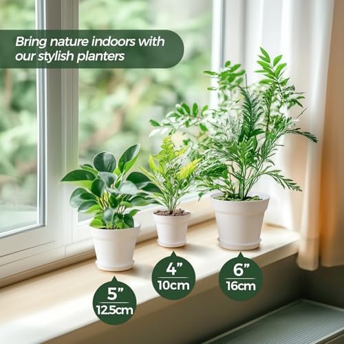 T4U 4 Inch Plant Pots 18 Pack with Saucer and Drainage Hole