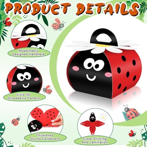 Humyoun 36 Pcs Ladybug Gift Boxes Party Favor Treat Bags
