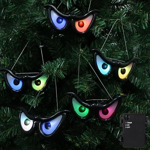 YOFIT 65ft Halloween LED Eye String Lights with Timer and Battery Box