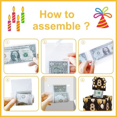 8th Birthday Money Gift Box with 35PCS Decorations