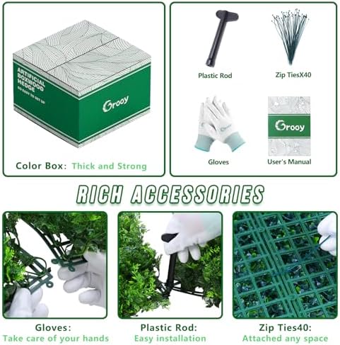 20x20 Artificial Hedge Panels 12PCS Green Wall Decor