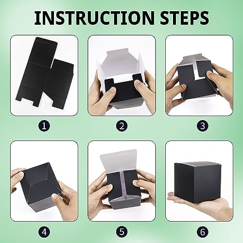 20 Pack Small Square Black Gift Boxes with Lids for Wrapping