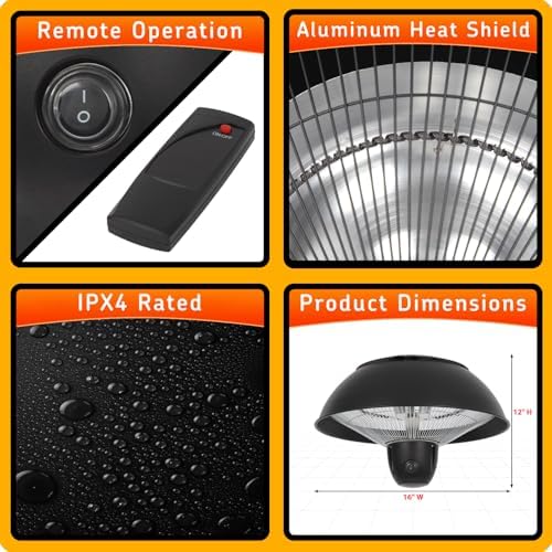 Infrared Hanging Electric Heater with Remote Control