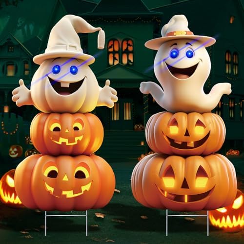 2Pcs 40FT Ghost Halloween Decorations with Stakes