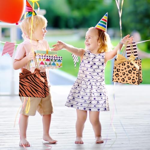 Eersida Safari Animal Print Gift Bags with Handles 36 Piece Set