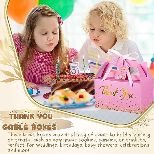 Qilery 24 Thank You Treat Boxes with Card and Ribbon