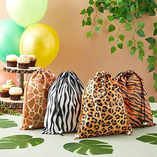 Blue Panda 12 Pack Animal Print Drawstring Gift Bags