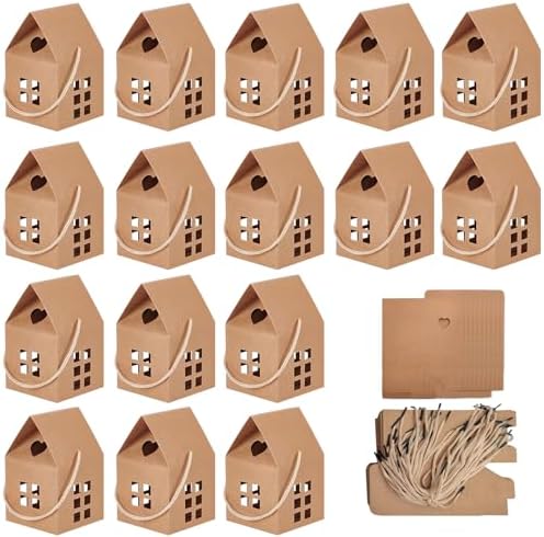 GeryVtee 36 Pcs House Gift Boxes Kraft Paper Candy Containers