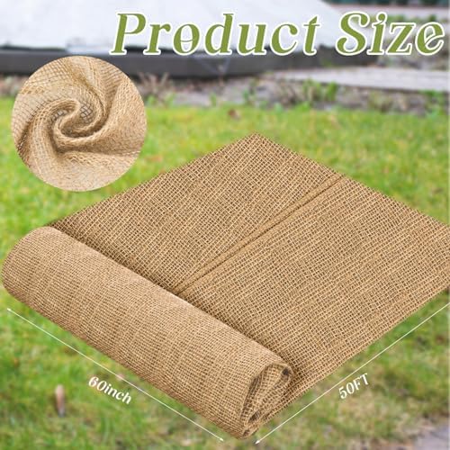 Buryeah 60 Inch x 50 ft Burlap Fabric Roll