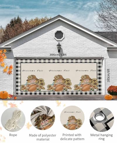 Thanksgiving Garage Door Cover 7x8ft Retro Farm Decor