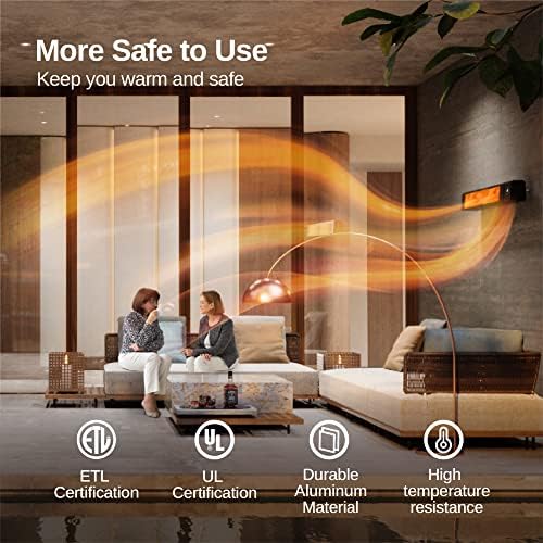 EAST OAK 3000W Wall Mounted Electric Patio Heater with IP65 Waterproof Remote Control