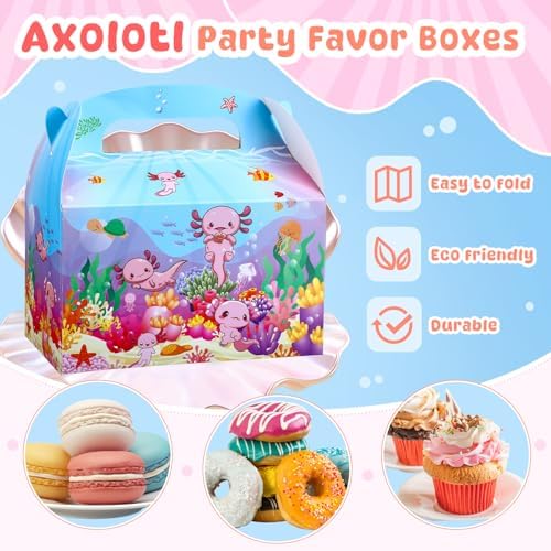 Neptniopllab 24 Piece Axolotl Favor Boxes