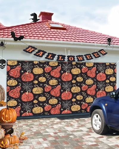 IDOWMAT Abstract Halloween Garage Door Cover 7x8ft