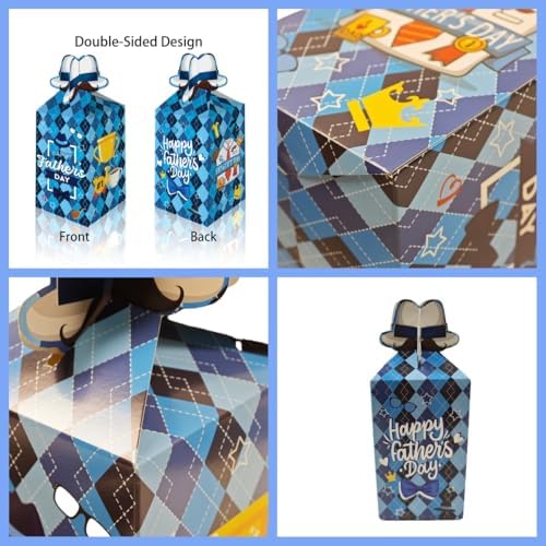 LOONELO Fathers Day Favor Boxes 12 Pcs Blue Cardboard Treat Gift Boxes