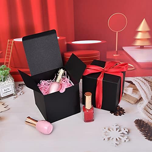 NIGNYA 50 Pack Black Gift Boxes 3x3x3 Inch