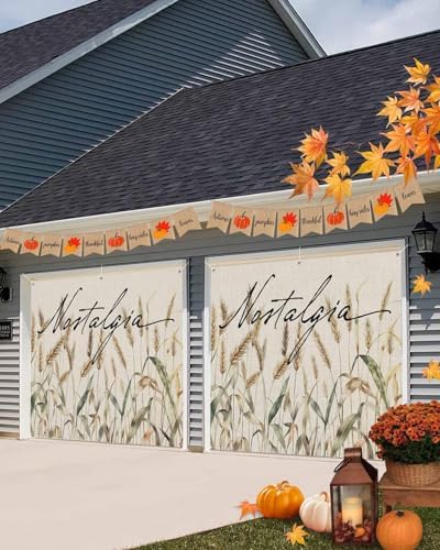 IDOWMAT Autumn Wheat Spikelets Garage Door Cover 7x8ft