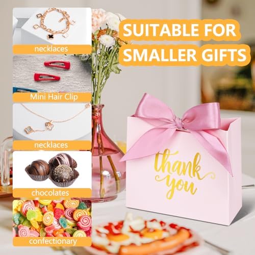 DECHISY 60 Pack Pink Mini Gift Bags Wedding Favor Boxes