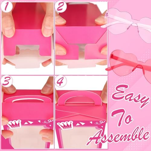 ReliThick 20 Pink Party Favor Boxes with Heart Shaped Sunglasses