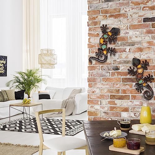 LIFFY Metal Gecko Wall Decor 2 Pack Large 15 Inch