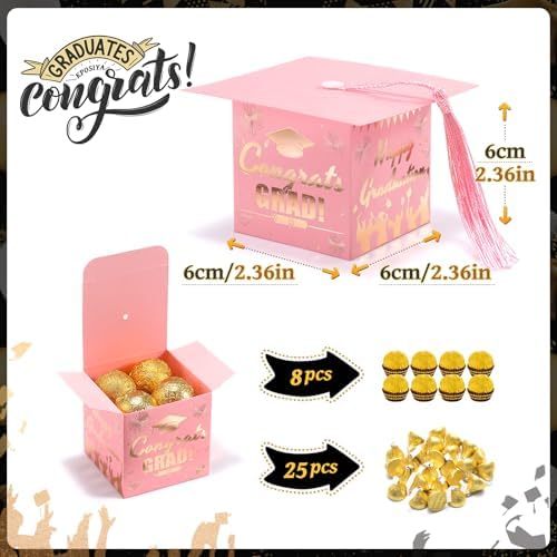 KPOSIYA Graduation Cap Gift Boxes with Tassel 32pcs