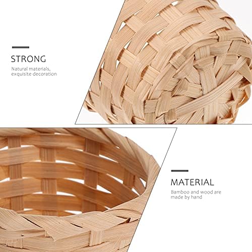 10pcs Mini Bamboo Storage Basket Fruit Holder Woven Basket Plant Container