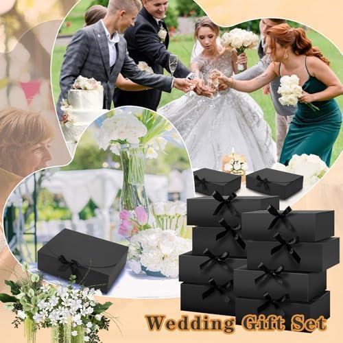 15 Pack Black Gift Boxes with Lids for Wedding and Party