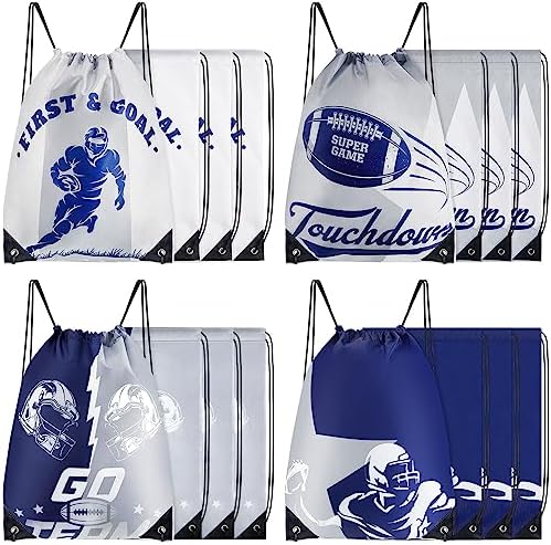 12 Pcs Football Fan Drawstring Backpacks Football Party Favors for Cowboys