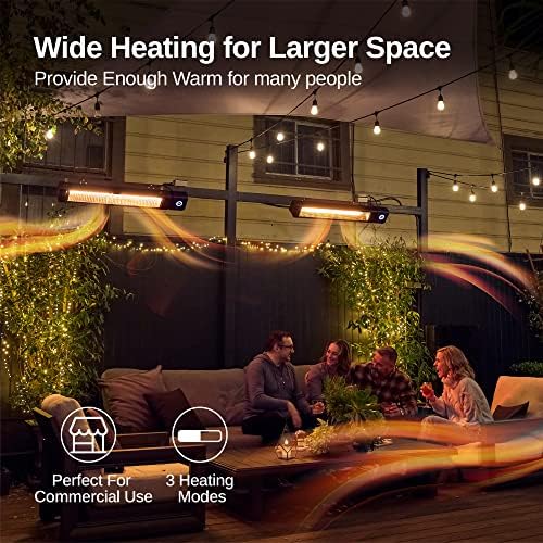 EAST OAK 3000W Wall Mounted Electric Patio Heater with IP65 Waterproof Remote Control