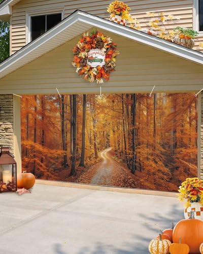 Autumn Forest Orange Leaves Garage Door Cover 7x8ft