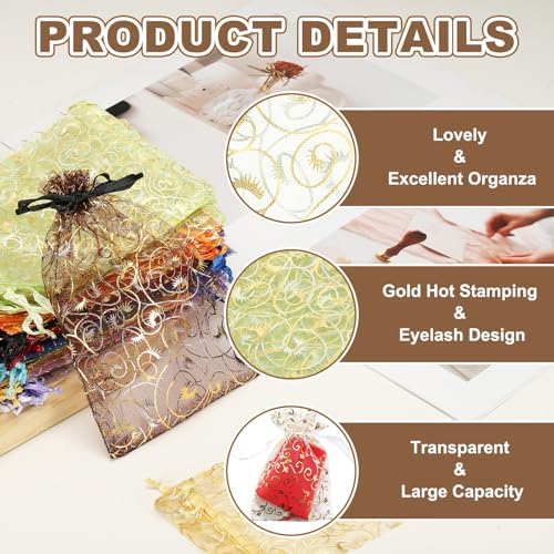 MECCANIXITY Organza Bags 100Pcs 51x71 Inch Candy Mesh Gift Bags