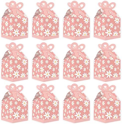 Pink Daisy Flowers Square Gift Boxes Set of 12