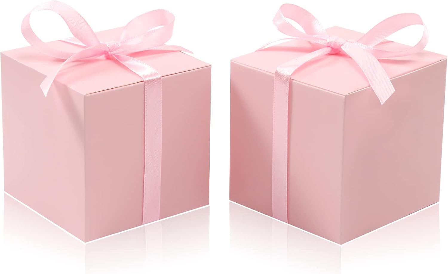 COTOPHER 100pcs 2x2x2 Inch Pink Gift Boxes with Ribbons