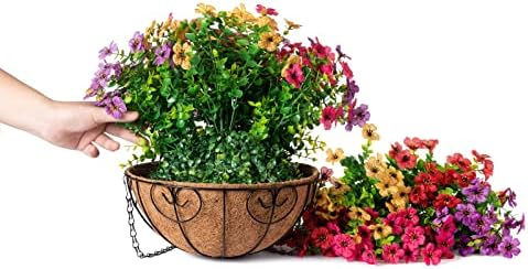 HyeFlora Hanging Flower Basket with Artificial Bougainvillea