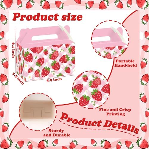 ZOYVUX 24Pcs Strawberry Gift Boxes Party Favors