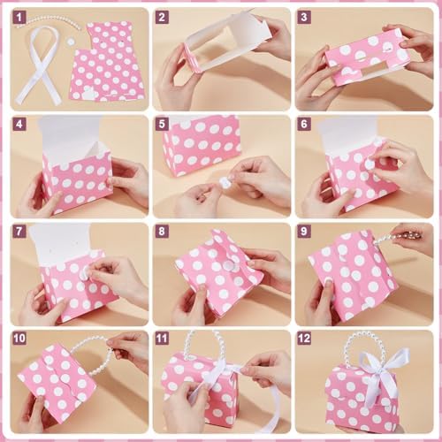 BENECREAT 16 Sets Pink Wedding Favors Box DIY Kit