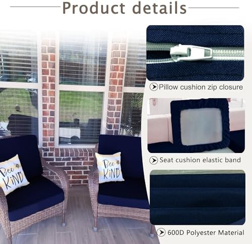 Sqodok Deep Outdoor Cushion Covers 4PCS Set