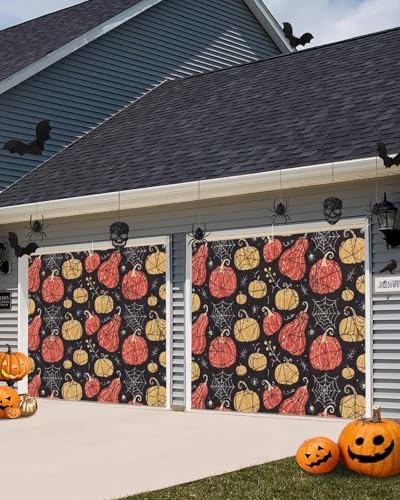 IDOWMAT Abstract Halloween Garage Door Cover 7x8ft