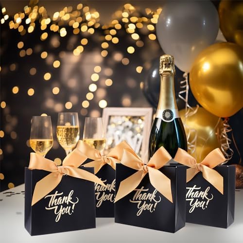 Yoption 50 Pcs Wedding Favor Boxes with Gold Bow