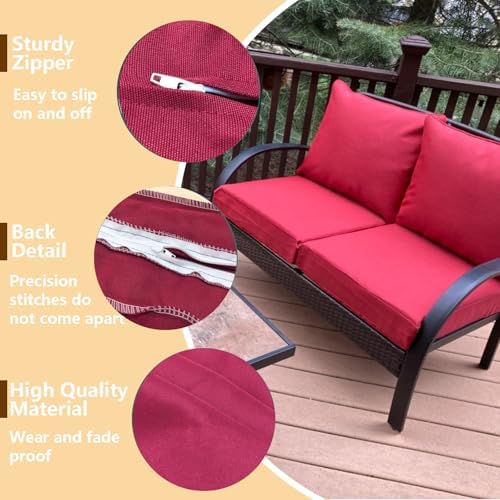 Oslimea 4 Pack Outdoor Cushion Covers Red