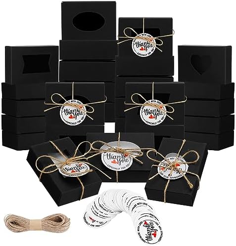 Kosiz 100 Pcs Soap Boxes with Clear Windows Black Gift Packaging