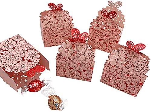 Suponey Pink Laser Cut Candy Boxes for Weddings and Parties 20 PCS