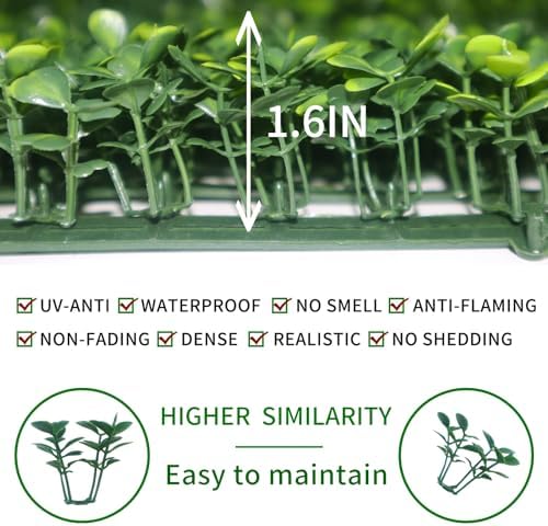 Artificial Grass Wall Panels Decor 10x10 12Pcs Faux Boxwood Backdrop