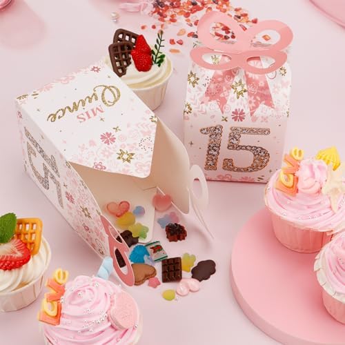 Qonmpcvu 50PCS 15th Birthday Gift Boxes Rose Gold Decor