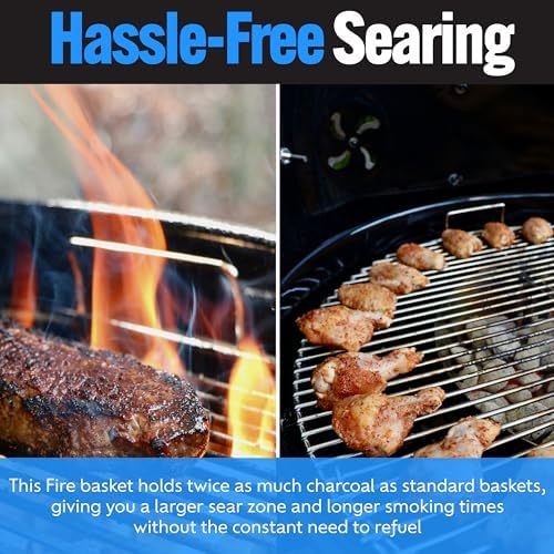 Slow N Sear FireBaskets with Water Pan - Large Capacity Outdoor Grill Basket
