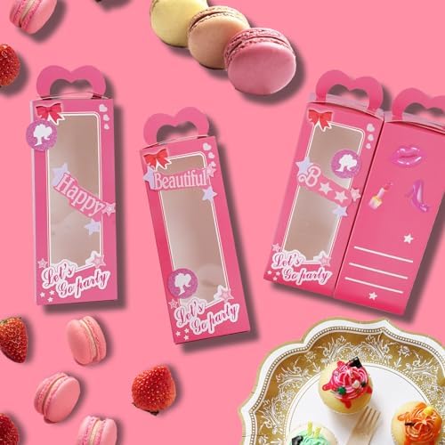 LANMAO 30pcs Pink Party Favor Boxes for Princess Parties