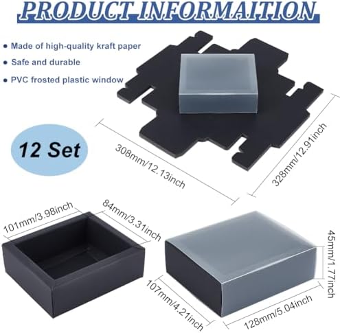 BENECREAT 12 Pack Kraft Gift Boxes with PVC Window
