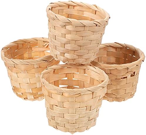 10pcs Mini Bamboo Storage Basket Fruit Holder Woven Basket Plant Container