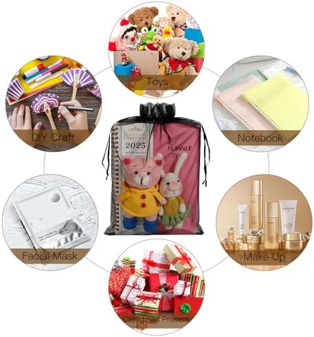 100PCS Black Organza Drawstring Gift Bags