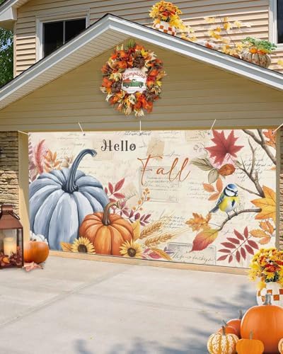 Fall Garage Door Banner 7x8 ft Hello Pumpkin Decor