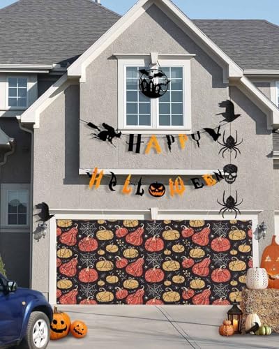 IDOWMAT Abstract Halloween Garage Door Cover 7x8ft